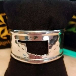 Rustic Cuff Oklahoma State Cutout Silver Cuff